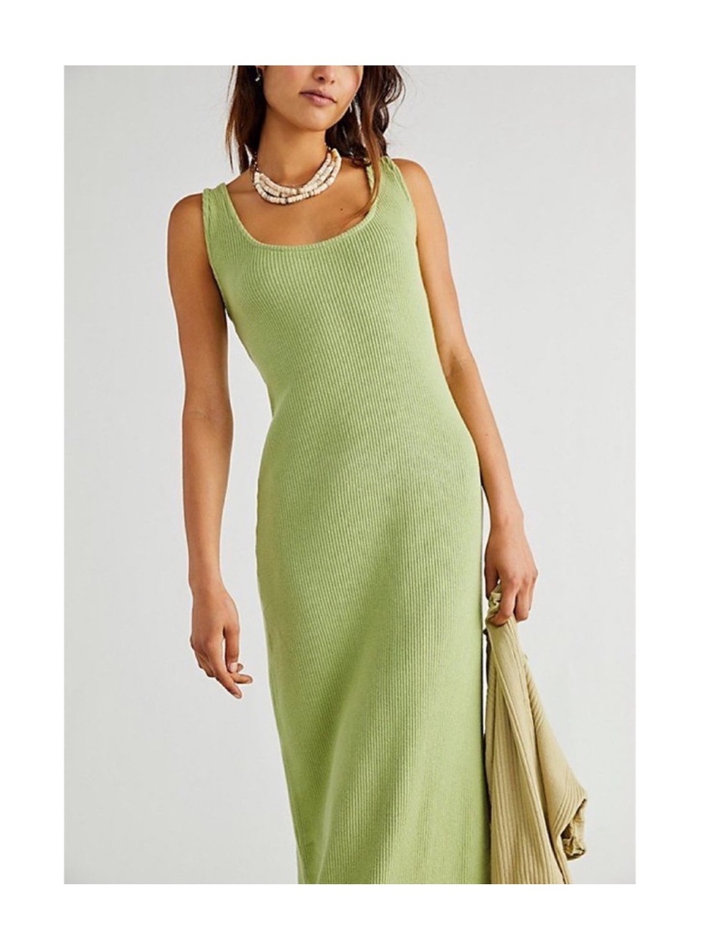 Free People Beach Blaine Tank Dress Ribbed Green XS